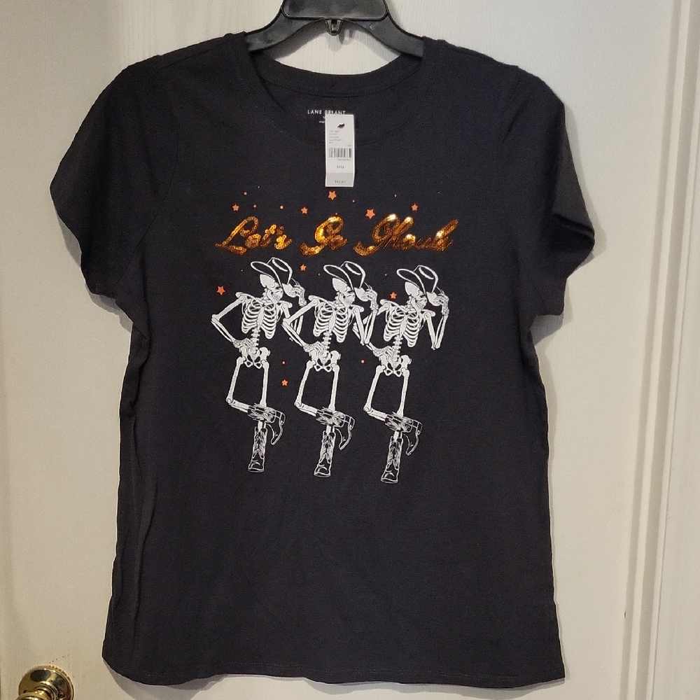 Black Lane Bryant Graphic Tee with Skeleton Design